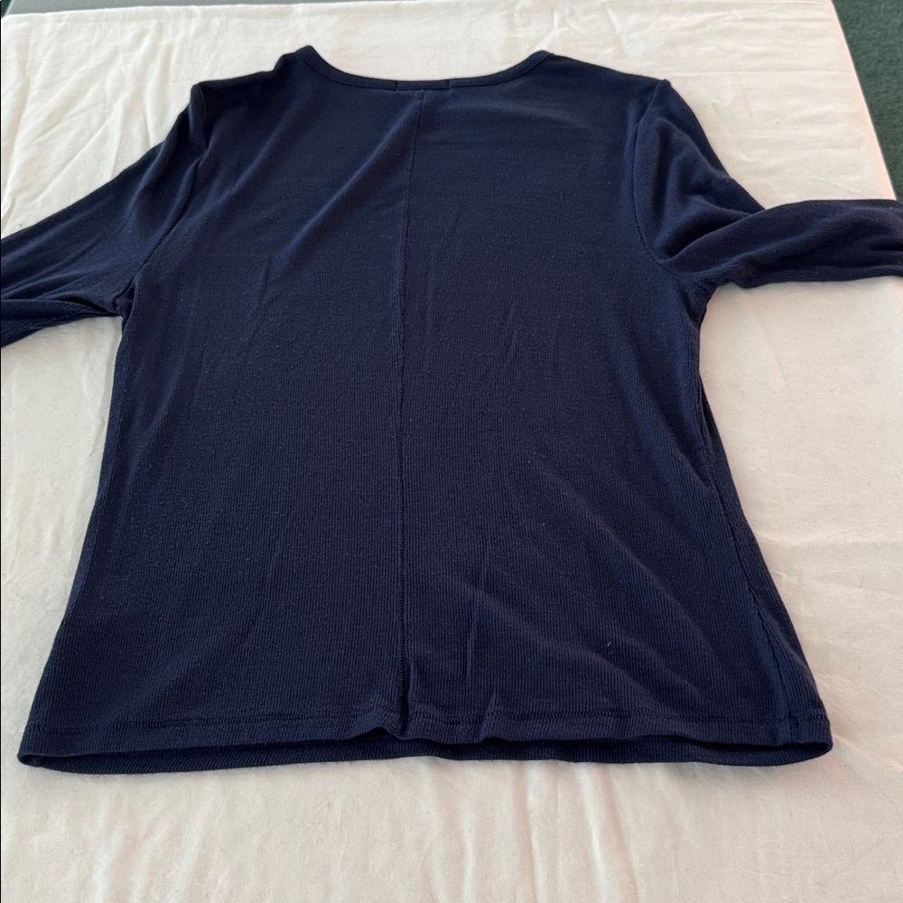 nuuds Navy Blue Long Sleeve Slinky Rib Tee - Picture 5 of 5